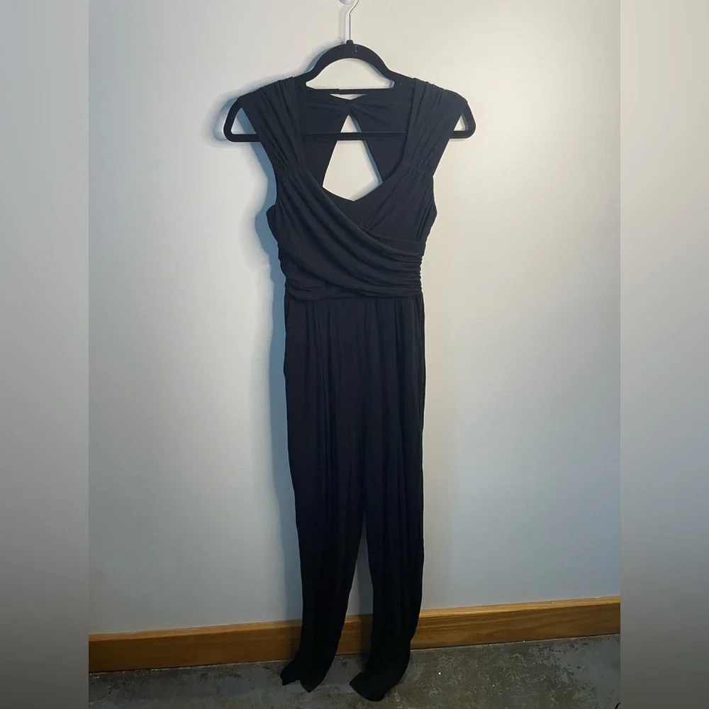 Anthropologie Moulinette Soeurs Black Molly Knit Jumpsuit Wide Leg Quiet Luxury - Picture 2 of 12
